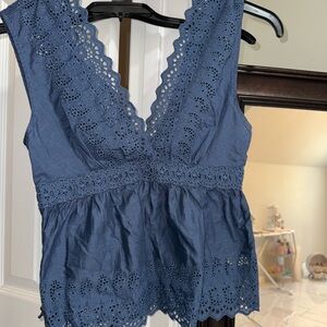 American Eagle Outfitters Blue Eyelet Women's Blouse